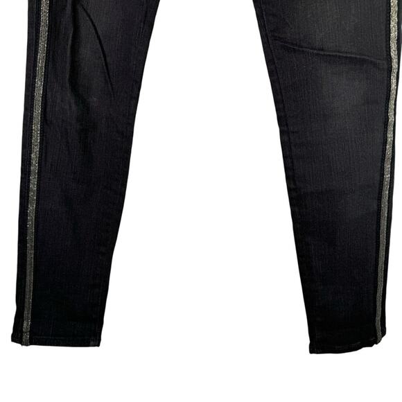 Levi's 721 High Rise Skinny Jeans Side Pinstripes Black Silver Size 27 x 30 - Picture 5 of 16